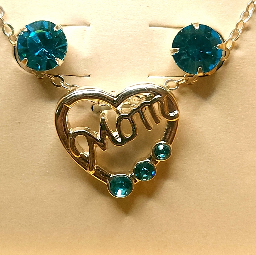 Anne Klein Silver and Blue 'Mom' Necklace - Picture 3 of 8